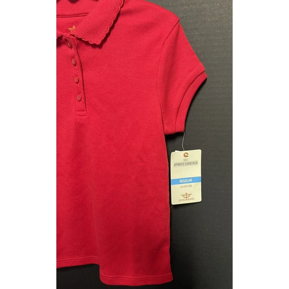 Dockers Youth Approved Schoolwear Easy Care Uniform Polo Shortsleeved Shirt Red